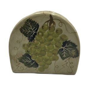 Tabletops Unlimited Cabernet Handpainted Collection Ceramic Napkin Holder Grapes